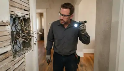 Stockton, CA electrician inspecting aged wiring insulation and junction boxes for safe electrical load capacity