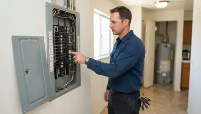 Stockton, CA electrician assessing GFCI circuits at an open electrical panel