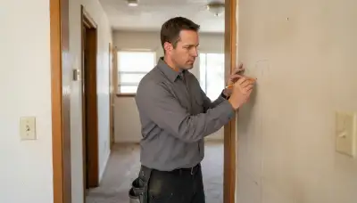 Electrician marking intercom station locations on a Stockton, CA home wall for system installation