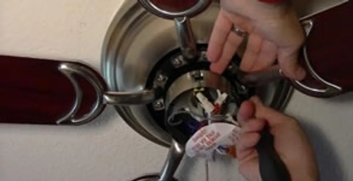 Ceiling fan installation with electrical wiring and mounting by professional electrician in Stockton, CA