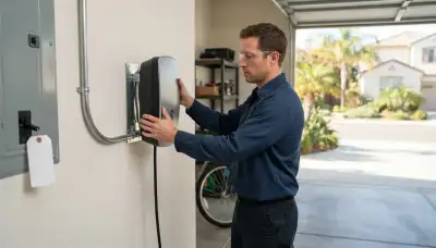 EV charger installation in a Brentwood, CA garage by a professional Stockton electrician