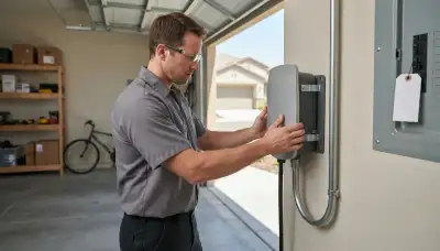 EV charger installation by a Stockton electrician at a French Camp, CA home