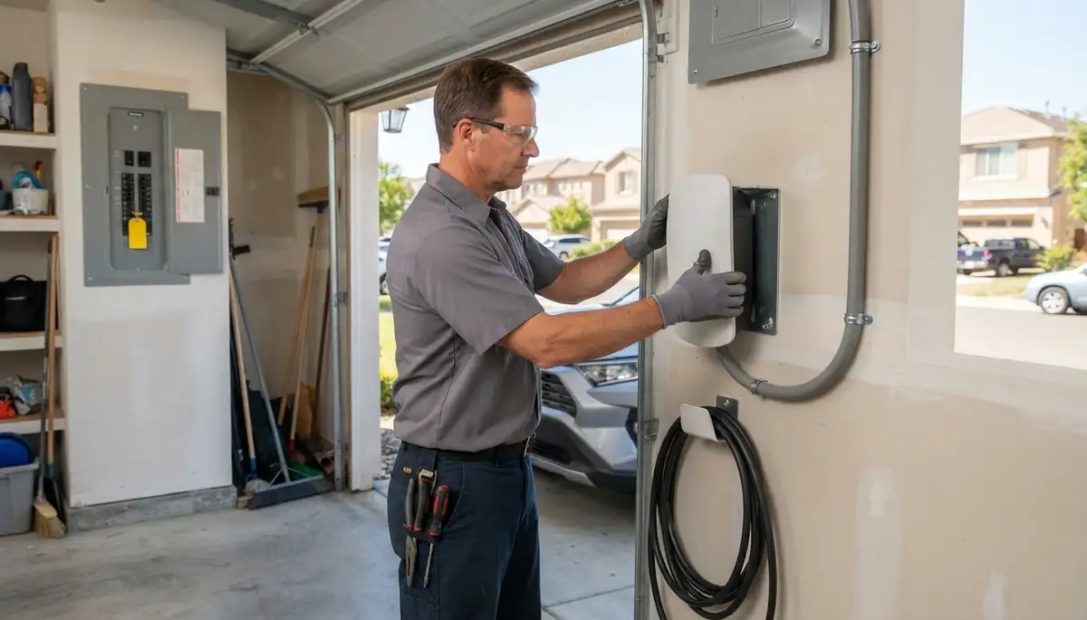 Level 2 EV charger installation with dedicated circuit for a Lathrop, CA home