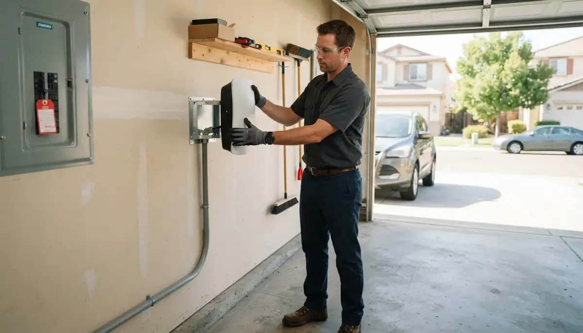 Electrician installing a home EV charger with a dedicated circuit in Oakley, CA