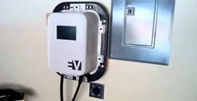 Electric car charger installation with wall-mounted EV charging station in Stockton, CA