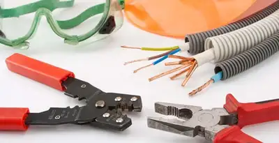 Electrical wiring repair with professional tools and safety equipment in Lodi, CA