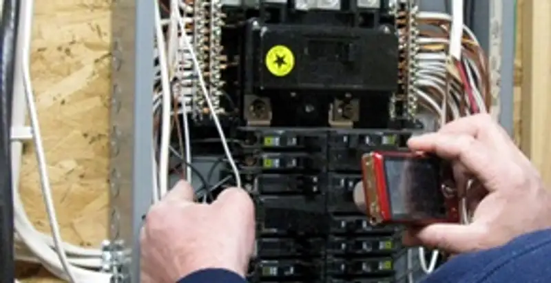 Home electrical inspection of circuit breaker panel by licensed electrician in Stockton, CA