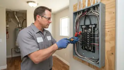 Electrician installs a new load center and transfers circuits during a panel upgrade in a Stockton, CA home