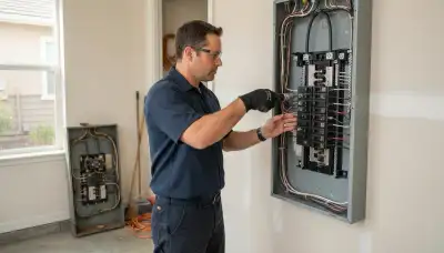 Electrician upgrading an older home's electrical panel to 200 amps in Discovery Bay, CA