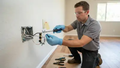 Electrician replacing a failed outlet with secure screw terminals in a Stockton, CA home