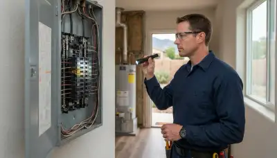 Electrician performing a whole-home electrical inspection of a panel and wiring in Salida, CA